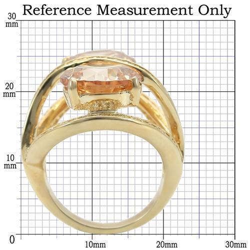 0W314 - Gold Brass Ring with AAA Grade CZ in Champagne