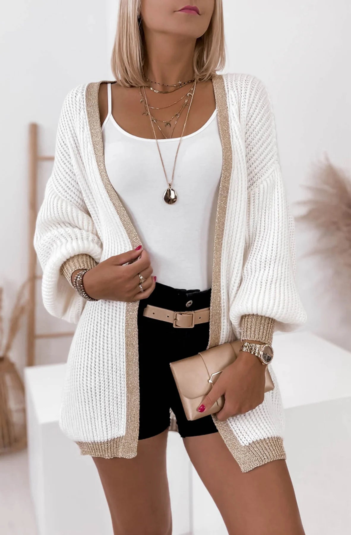 BECCA SHIMMER KNITTED LONGLINE CARDIGAN