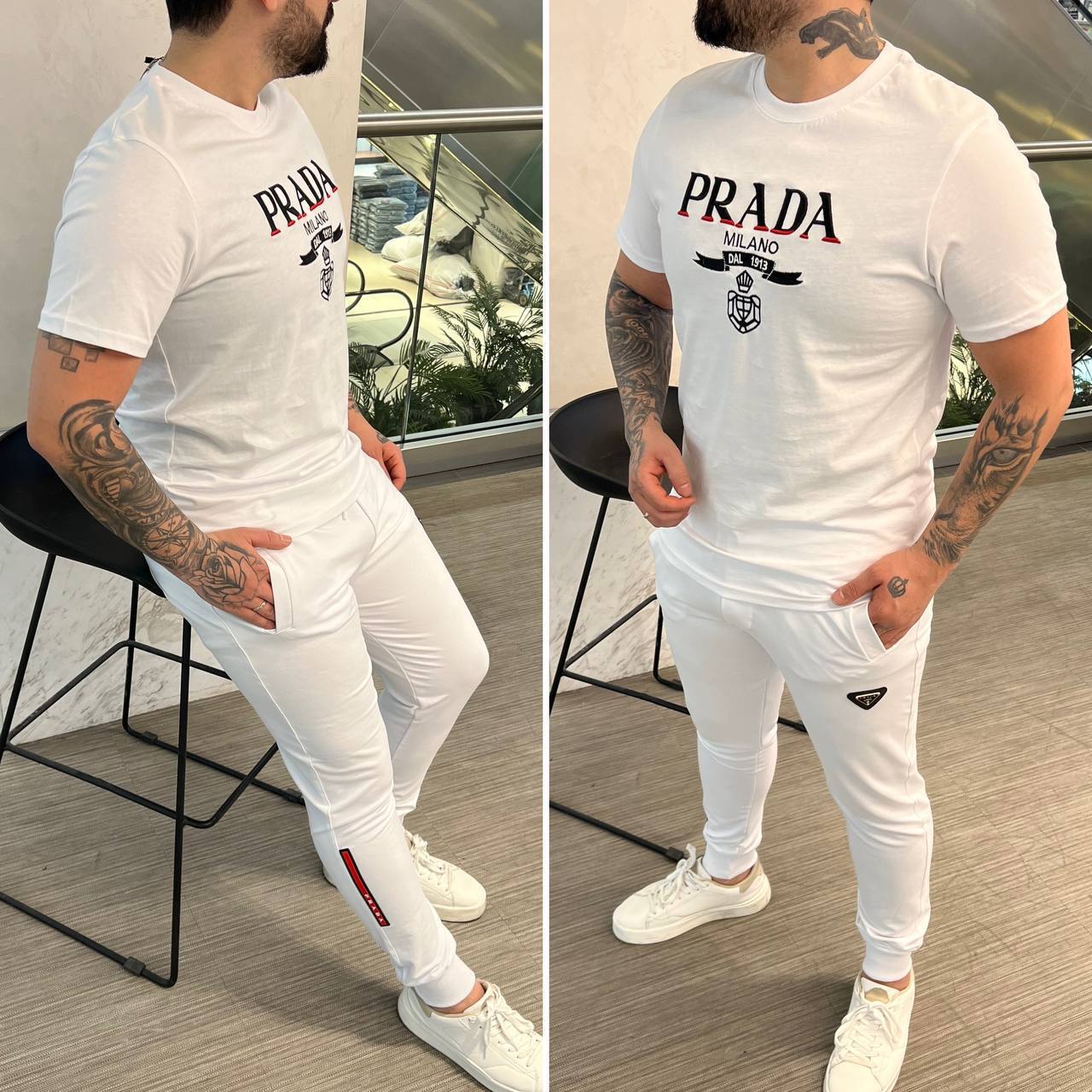 Men Branded Logo Tee and Fit Joggers Set