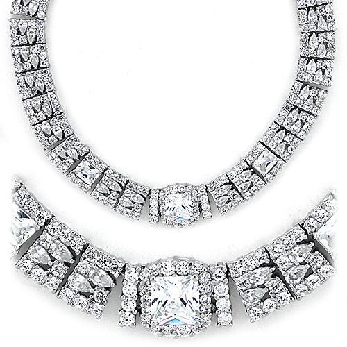 Rhodium Plated LOAS1305 S925 Silver Necklace