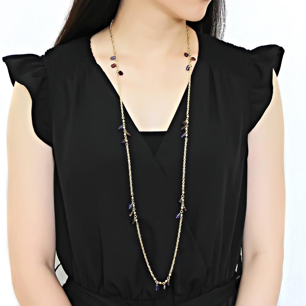 Gold Plated Brass with Crystal Necklace