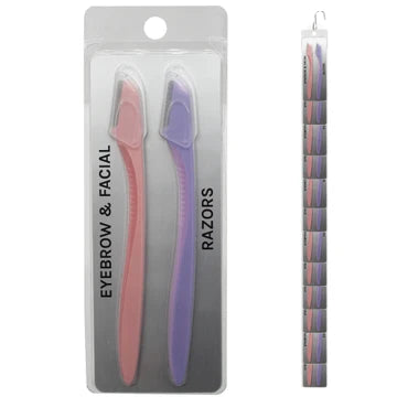 Two Pack Eyebrow Razor on Clip Strip,
