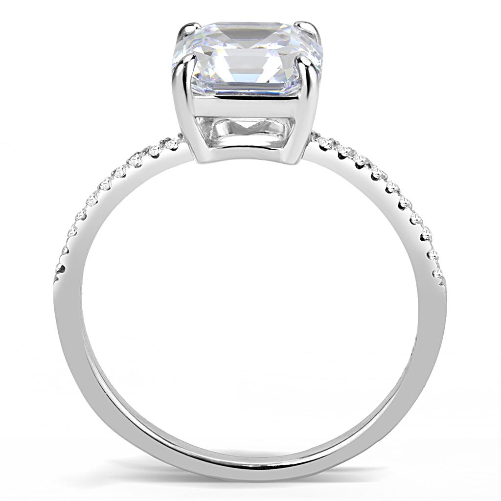 DA008 - High polished (no plating) Stainless Steel Ring with Cubic in Clear