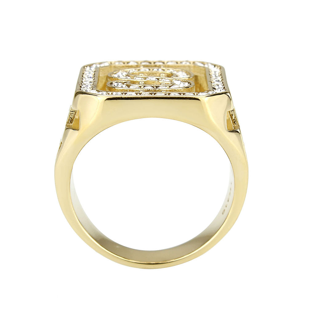 TK3757 - IP Gold(Ion Plating) Stainless Steel Ring with Top Grade Crystal in Clear