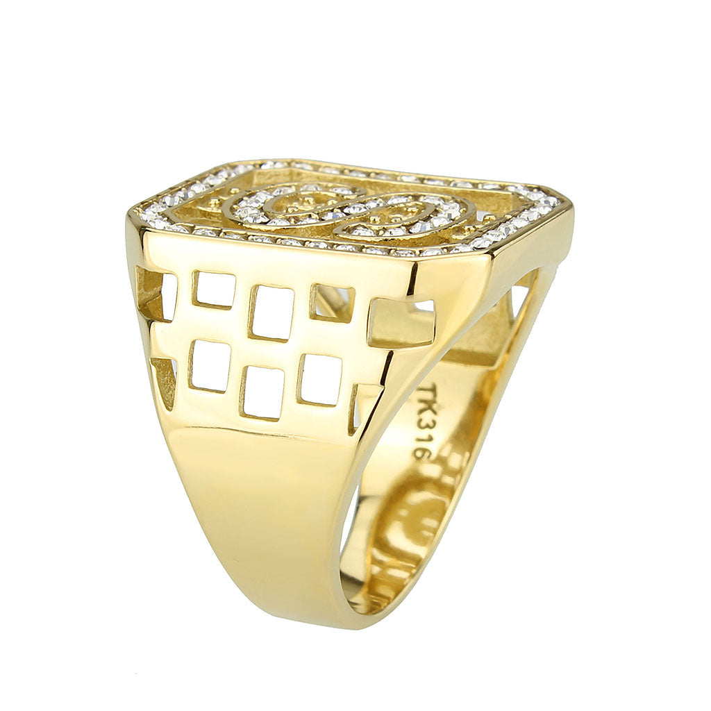 TK3757 - IP Gold(Ion Plating) Stainless Steel Ring with Top Grade Crystal in Clear