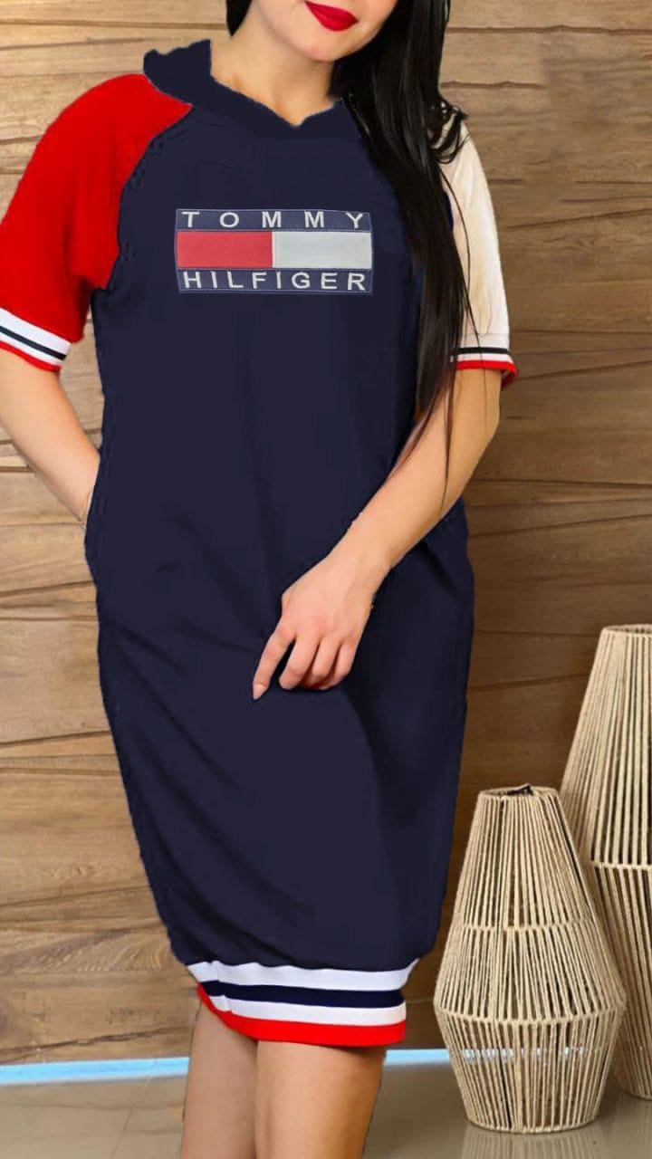 Tommy Hilfiger Brand Color T-Shirt Dress with Cap