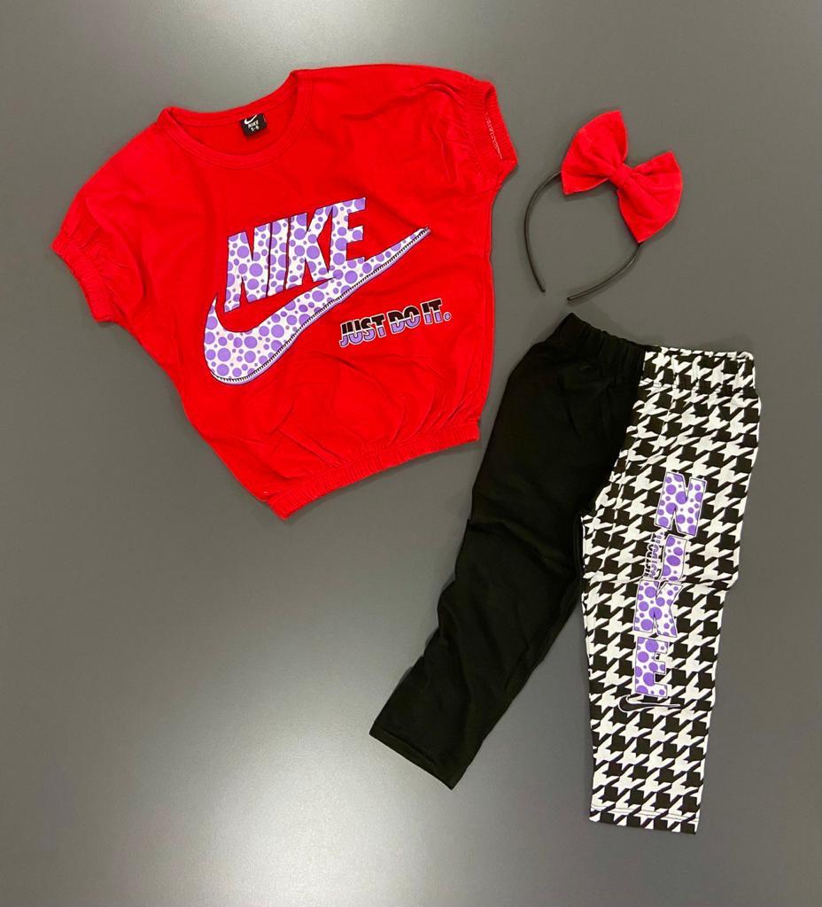 Children Cute Nike Set with Hair Accessory