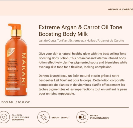 "MAKARI" Extreme Argan & Carrot Oil Tone Boosting Body Milk