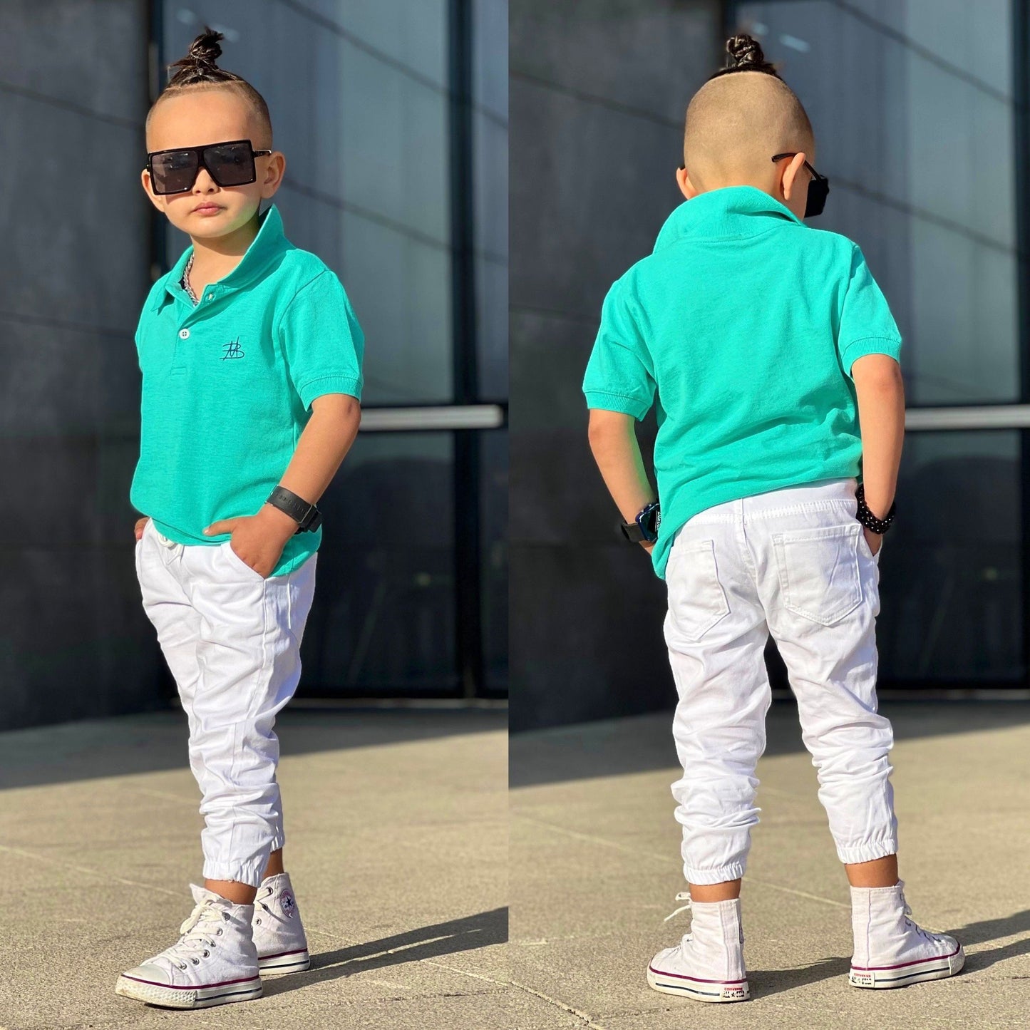 Boy Children Collared Shirt and Cute Jogger Set