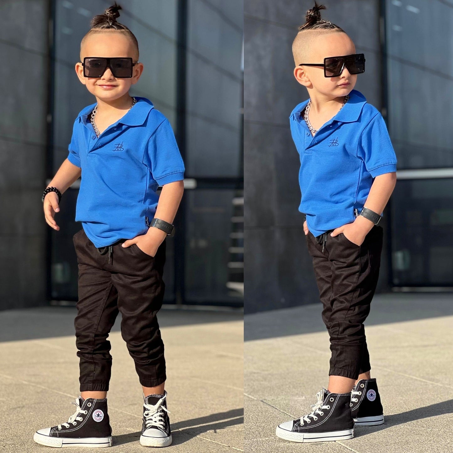 Boy Children Collared Shirt and Cute Jogger Set