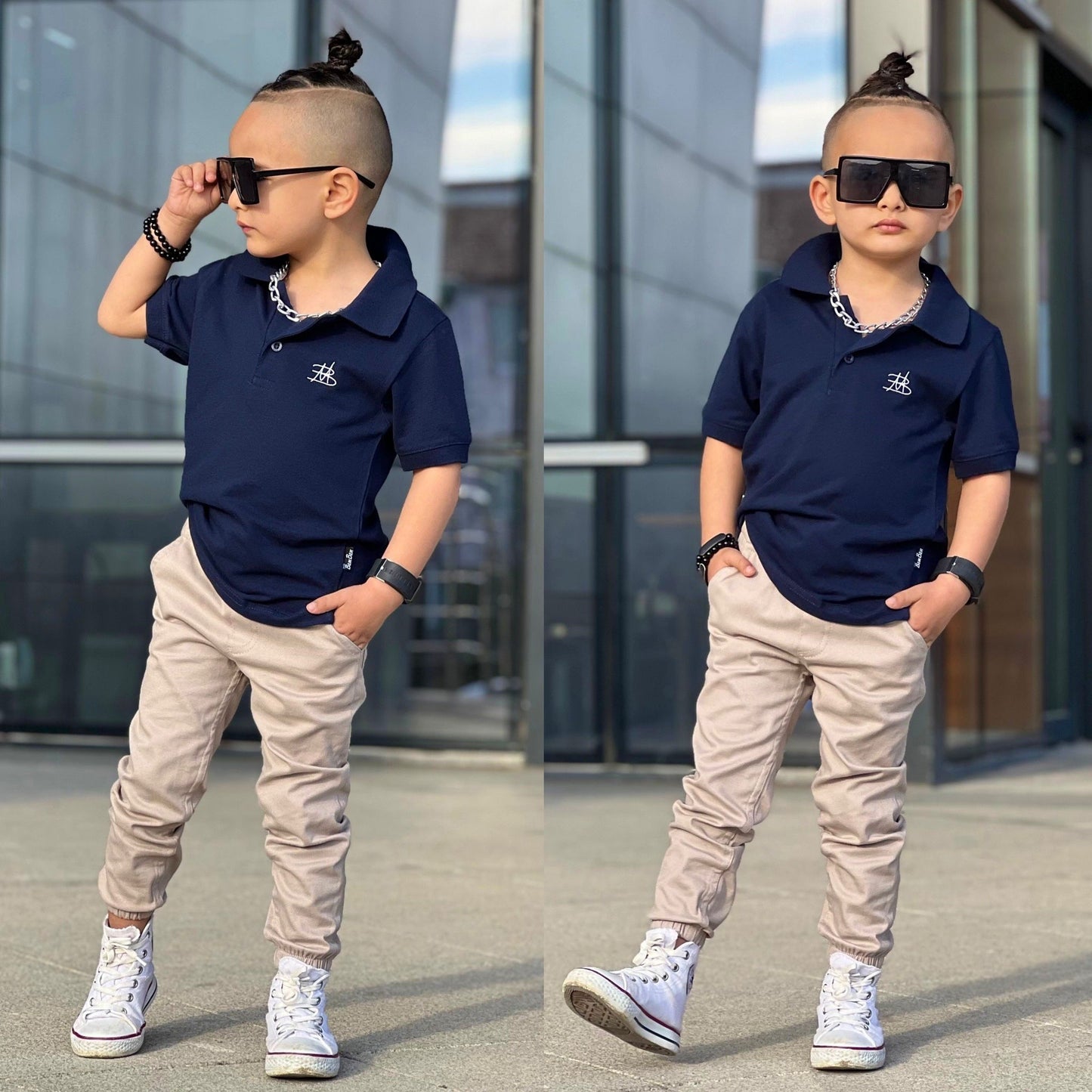 Boy Children Collared Shirt and Cute Jogger Set