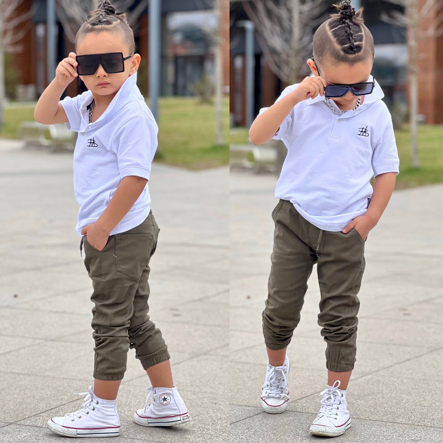 Boy Children Collared Shirt and Cute Jogger Set