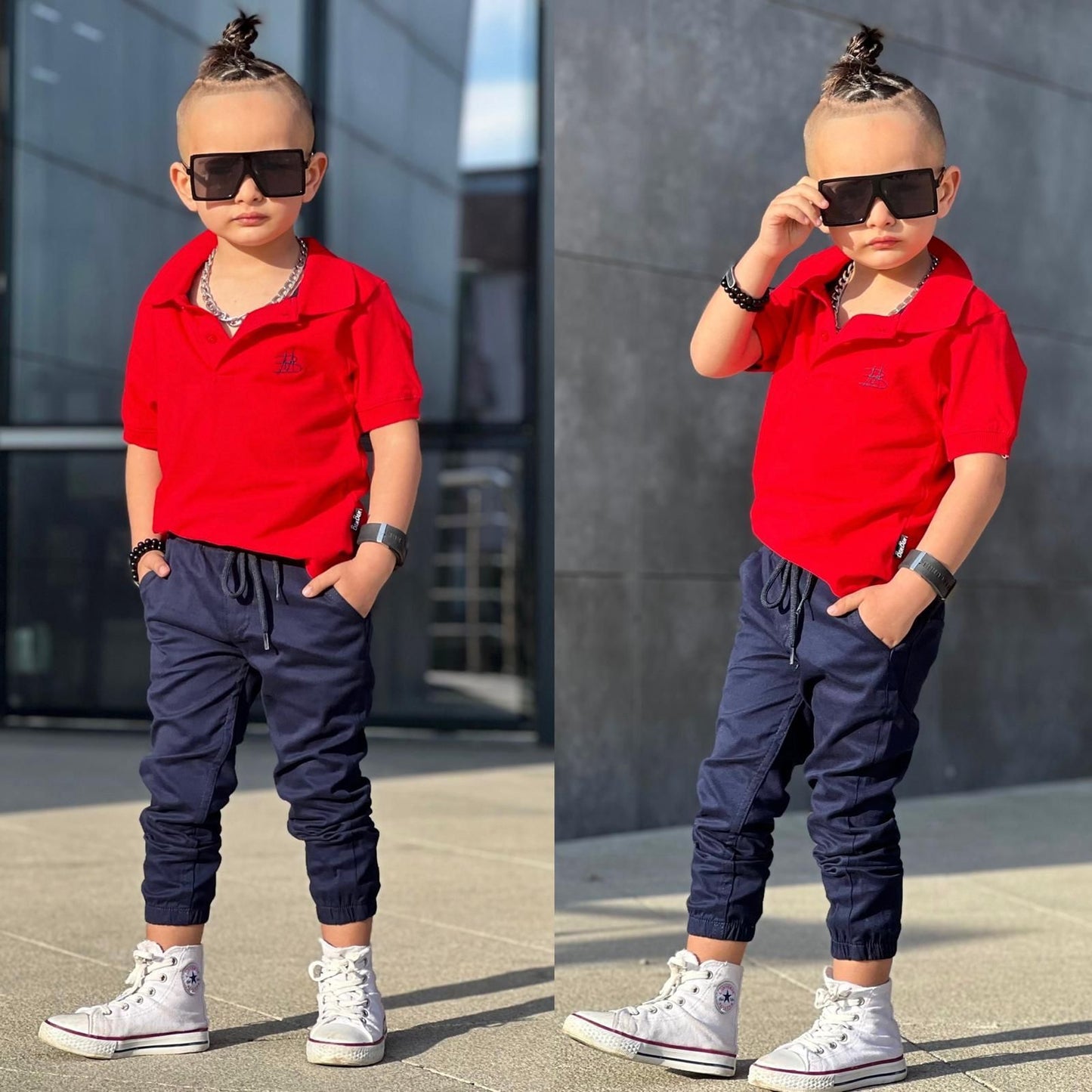 Boy Children Collared Shirt and Cute Jogger Set