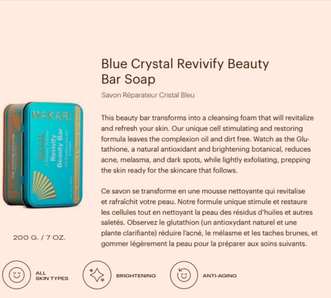 "MAKARI" Blue Crystal Revivify Beauty Bar Soap