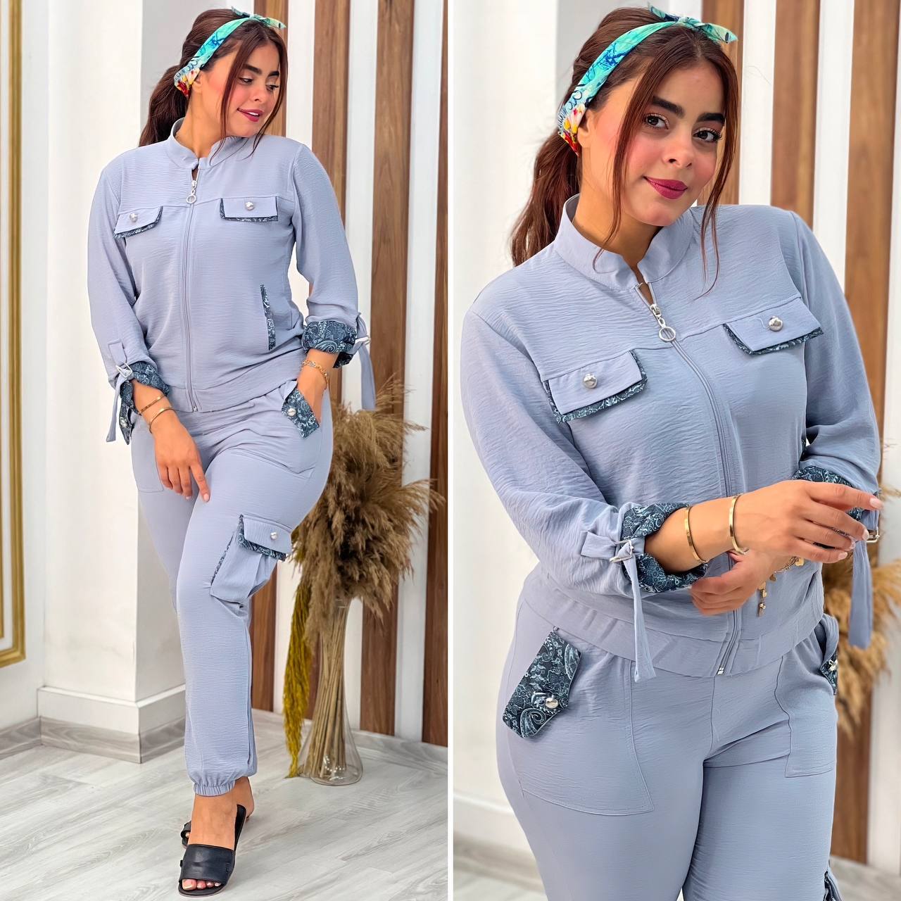 Women's Fashion Jogger and Buttoned Top Set