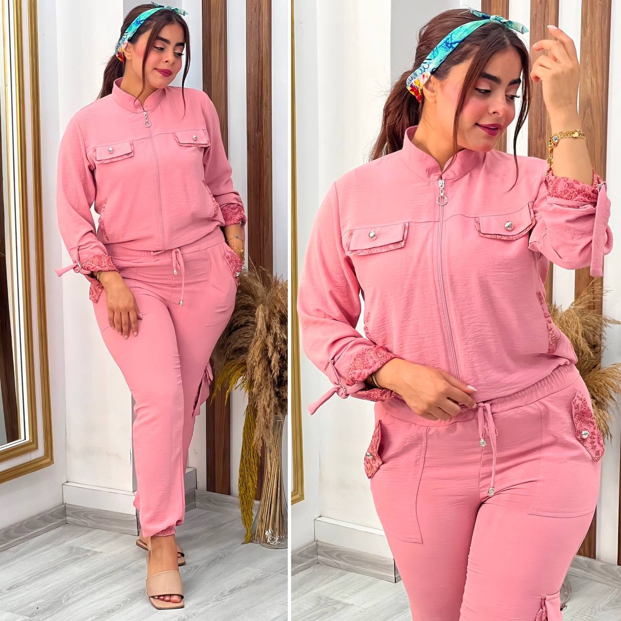 Women's Fashion Jogger and Buttoned Top Set