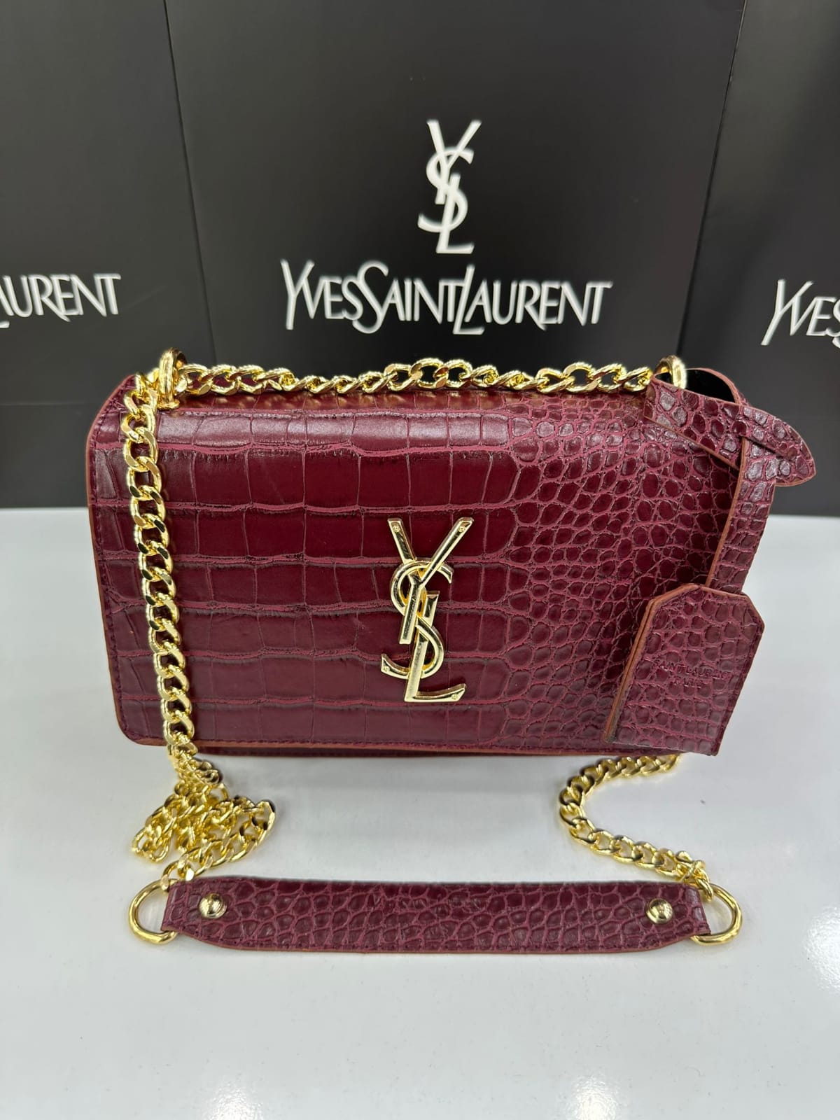 YSL Croc Skin Crossbody Bag