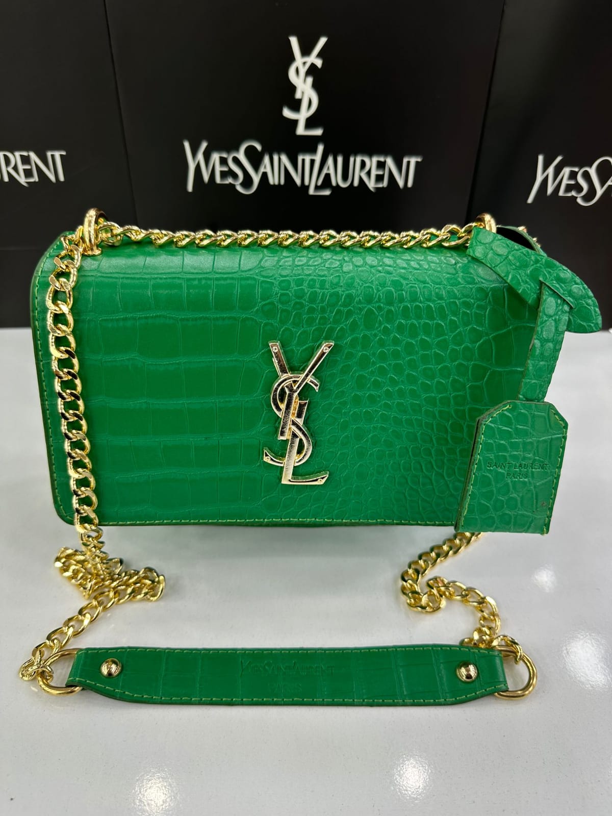 YSL Croc Skin Crossbody Bag