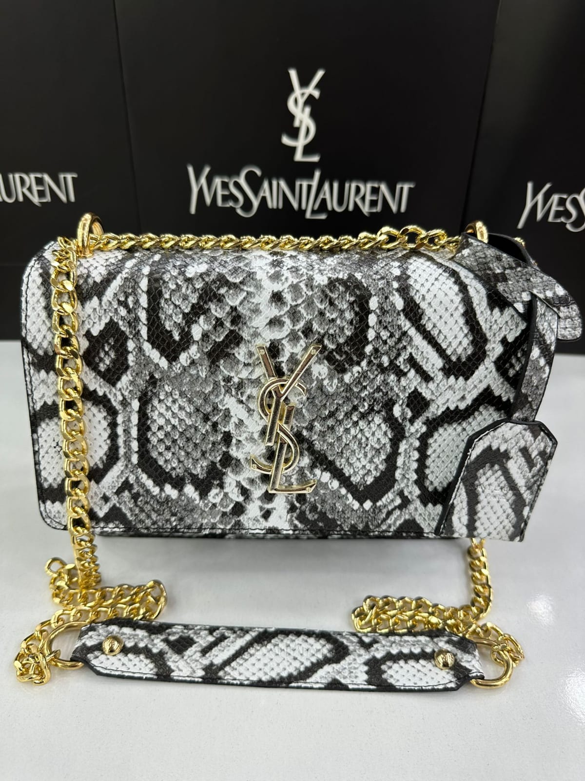 YSL Croc Skin Crossbody Bag