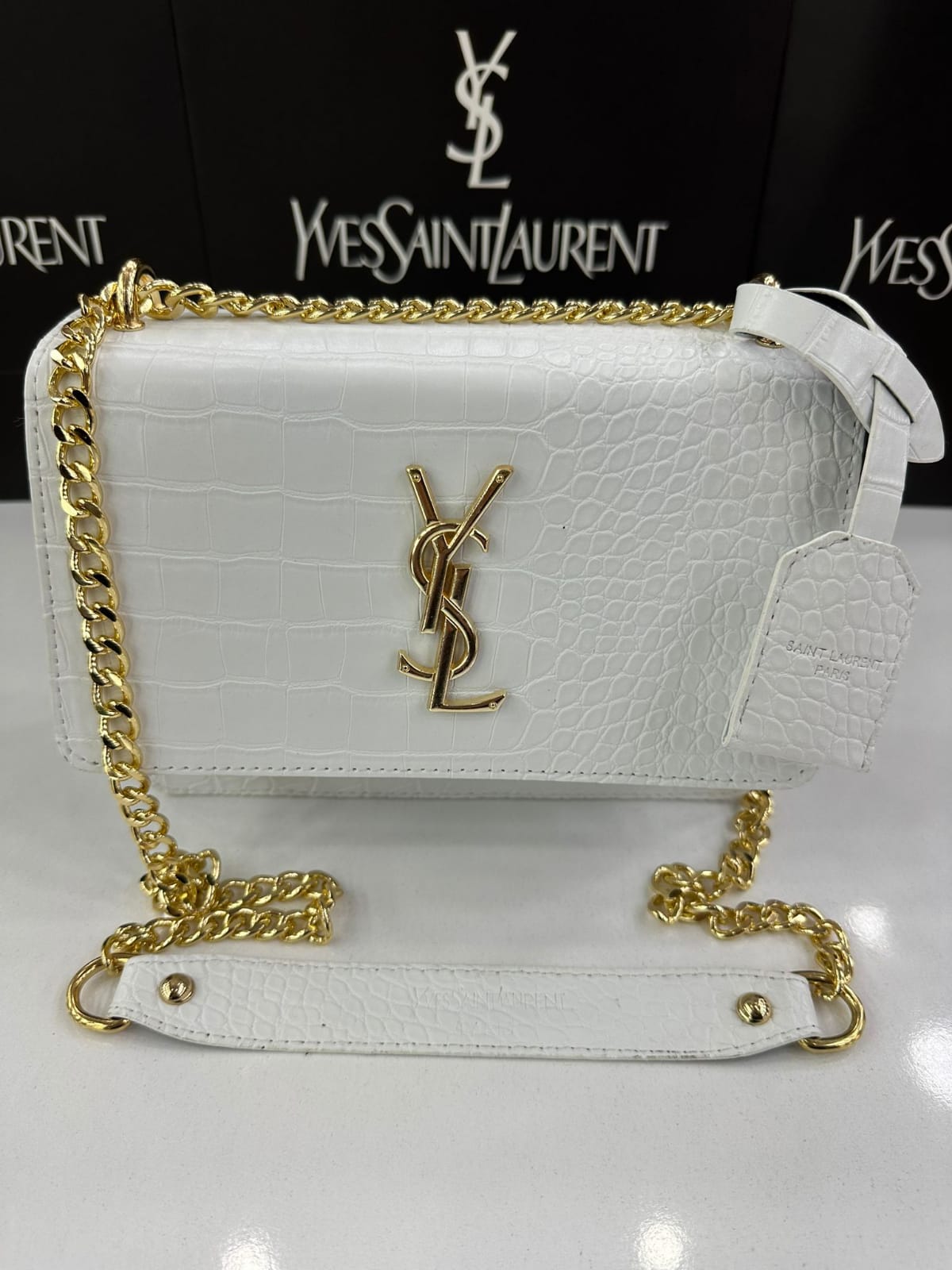 YSL Croc Skin Crossbody Bag