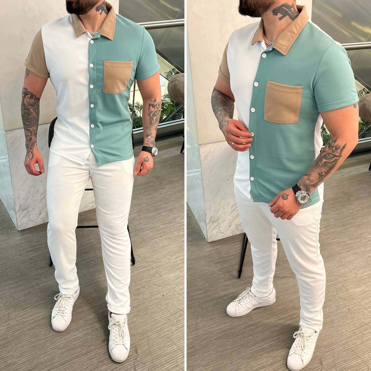 Men's Multitone Shirt and Pants Set