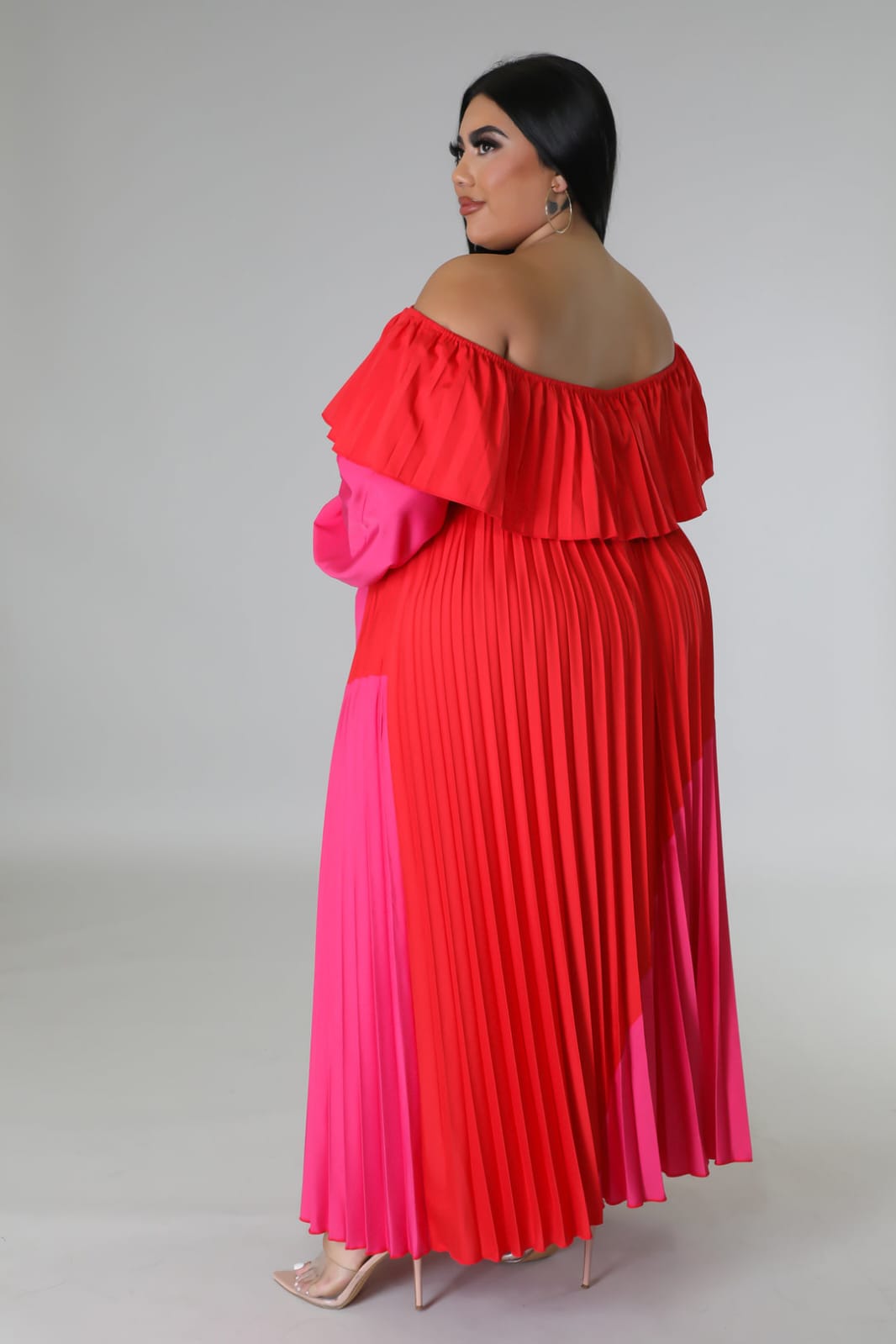 All Over Pleated Off-Shoulder Dress for Women Plus Size