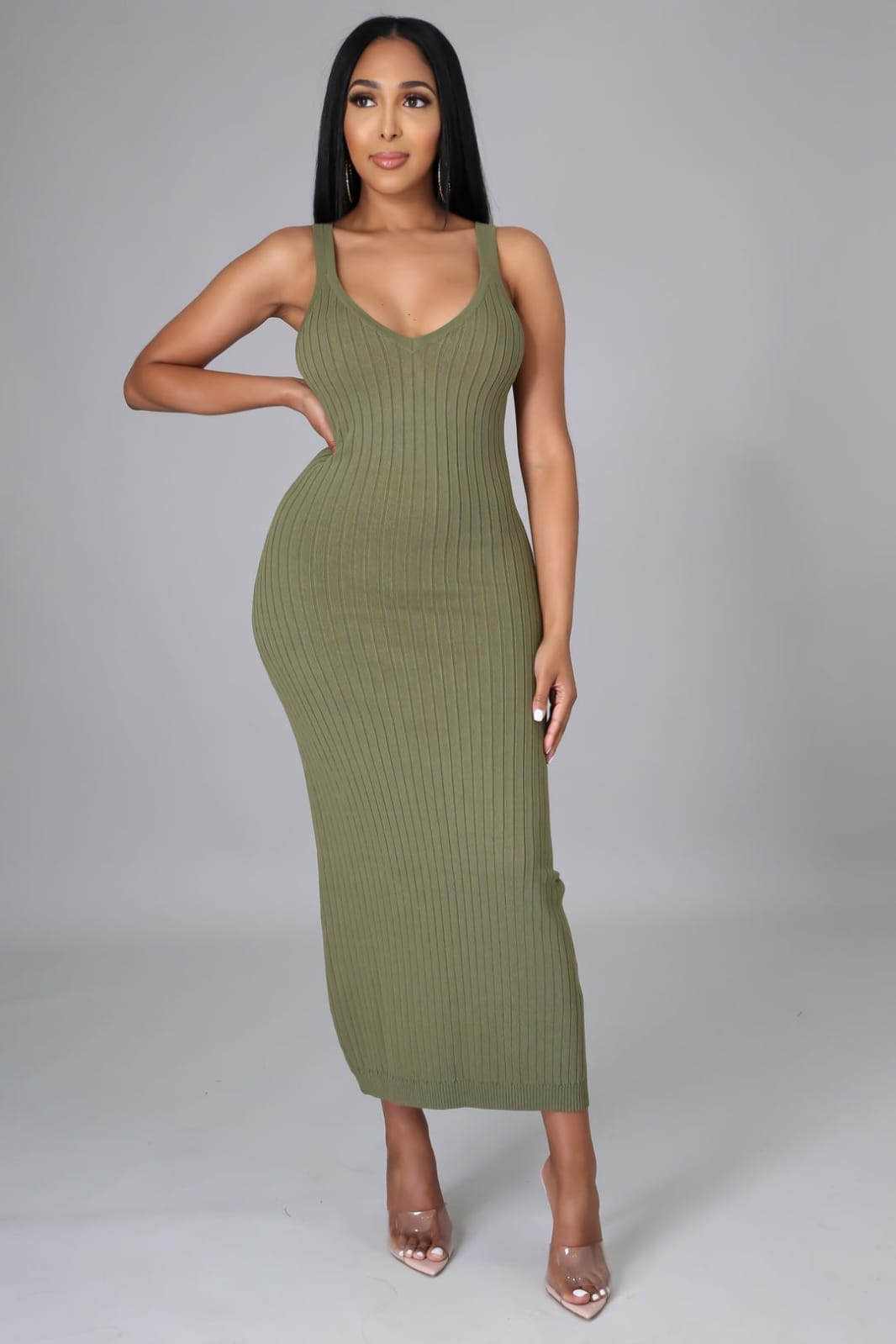 Sexy Bodycon Elastic Summer Dress with Embedded Lines