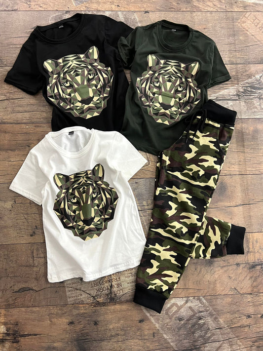 Camouflage Style T-Shirt and Jogger Set